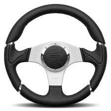 Volante MOMO Millenium 350mm pelle nera raggi argento originale nuovo NFC