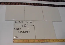 5 pieces *Gloss Biscuit* Ceramic Tiles by The Daltile Co....4-1/4" Square   NEW