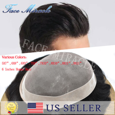 Toupee for Men Fine Mono Mens Toupee Human Hair System Replacement NPU Around