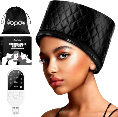 AOPOW Hair Cap Treatment Steamer for Deep Conditioning - Thermal Hot Head Heat Hat For