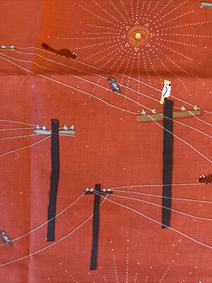 Leutenegger Fabric Orange Sketch Book Birds on Wire Fat Quarter W1