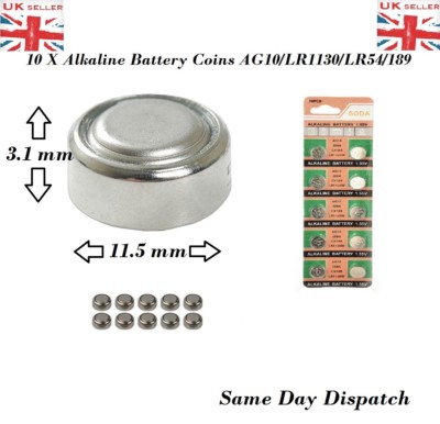 Gp189 10 X pcs AG10 GP189 SR54 LR1130 L1131 1.5V Alkaline Button Cell Battery ...