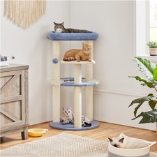 35in Cat Tree with Space Capsule Cat Furniture with Hanging Ball Scratch Post