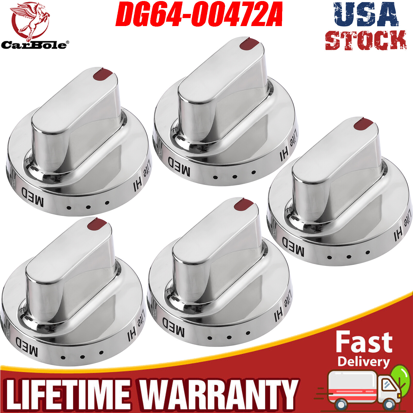 5PCS DG6400472A Gas Stove Replacement Knobs for Samsung FX510BGS