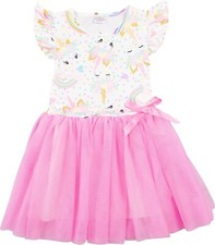 Little Girl Pink Cap Sleeve Unicorn Polka Floral Flower Tulle Tutu Skirt Dress