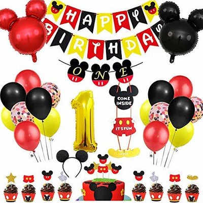 Decoracion De Cumpleanos Globos Para Fiestas Mickey Mouse Primeros 1 Ano Ninos Ebay