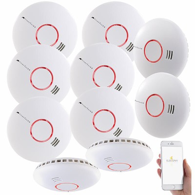 VisorTech 10er-Set WLAN-Rauch- & Hitzemelder mit weltweiter App-Benachrichtigung