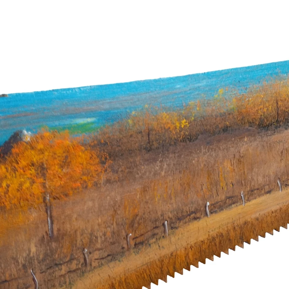 Arte popular rural decoración de pared pintura de granja sierra primitiva firmada de colección Foto 4 de 4