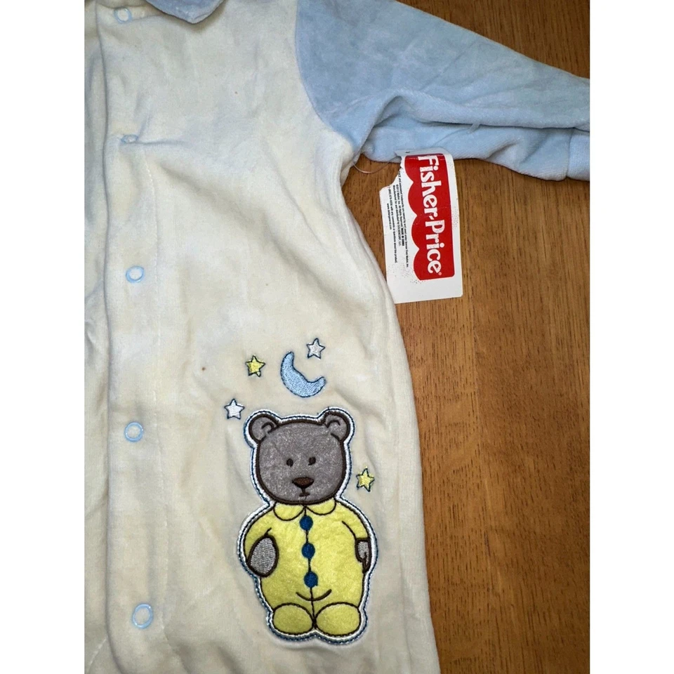 Aplique de oso bordado material suave terciopelo para dormir bebé Fisher Price vintage Foto 3 de 4