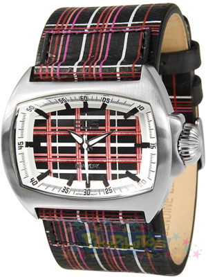 EOS New York Unisex 32SPNK Mishmosh Printed Detail Leather Strap Watch