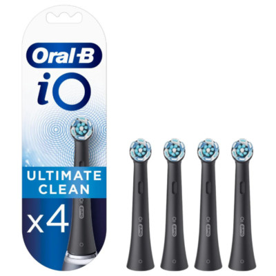 ORAL-B iO Ultimate Clean Replacement Brush Heads Black 4 Pack Genuine Sealed