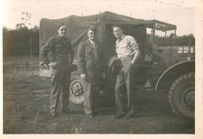 Vintage World War 2 Photo U.S. Army Officers With Truck WW11 1944 Snapshot