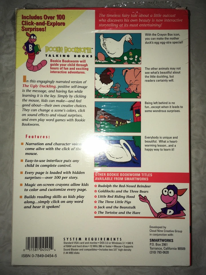 1994 SmartWorks Bookie Bookworm Talking Books “The Ugly Duckling” PC 3.5” Disks - Image 3 of 4