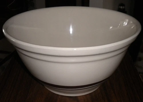 VINTAGE LARGE McCOY BOWL #12 BROWN STRIPS OVENWARE USA  6 1/2'' TALL USA