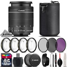 Canon EF-S 18-55mm f/3.5-5.6 IS STM Lens  4PC Macro Kit  UV, CPL, FLD Filters