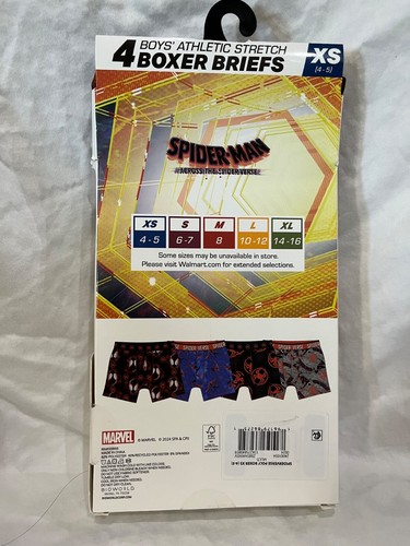 Spiderman Boys 4 pairs Boxer Briefs Underwear Miles Morales sizes XS, XL NEW - Picture 3 of 3