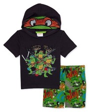 Teenage Mutant Ninja Turtles TMNT Mask Hoodie T-Shirt  Shorts Set-2T
