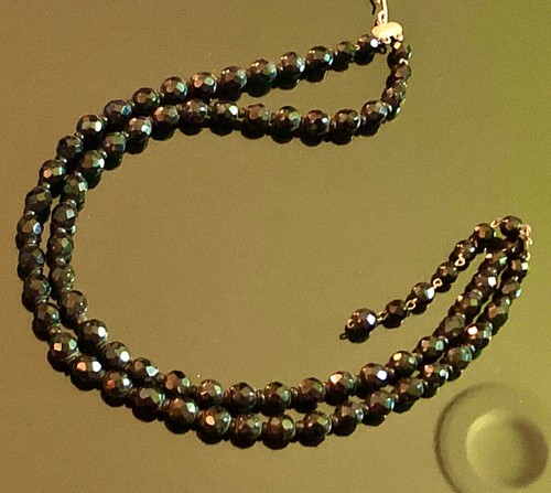 Antique Victorian/Edw Dbl Strand French Jet Black Glass Mourning Choker Necklace - Picture 7 of 11