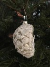 Pottery Barn Deer In The Trees — Snowy, Gold Pinecone Glass Christmas Ornament — photo 5