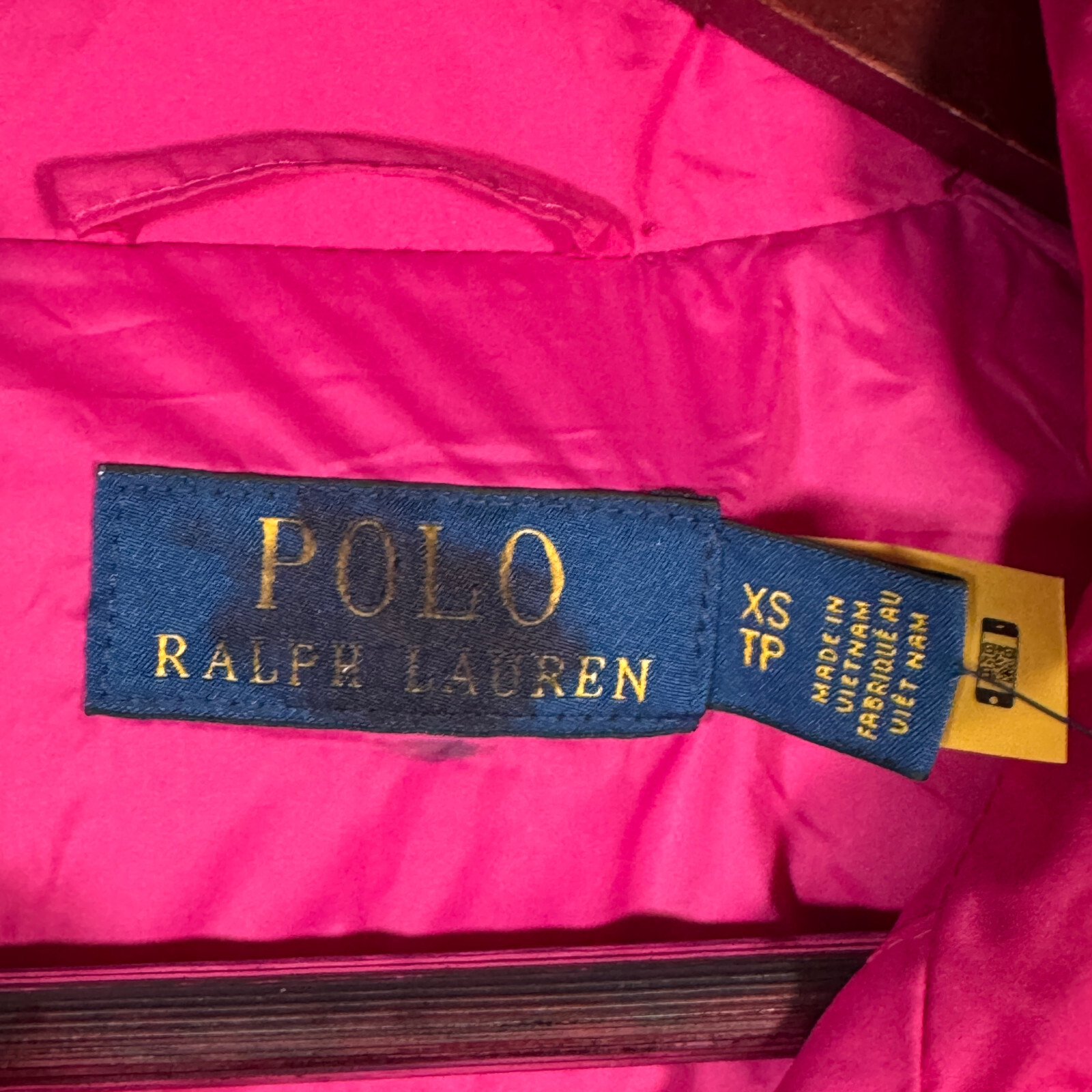 Giacca Ralph Lauren donna XS rosa pony puffer full zip idrorepellente