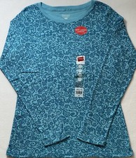 HANES ACTIVESTYLE Long Sleeve Cyan Pullover Shirt Women s Size L XL NEW