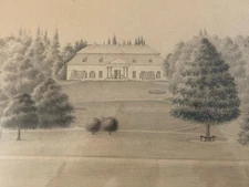 Very Beautiful Drawing XIX 1850 Pencil Landscape Austria Antique House