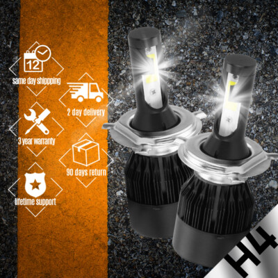 CREE H4 9003 HB2 488W 48800LM Hi Low Beam LED Headlight Kit Bulbs 6000K White