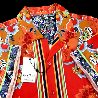 Robert Graham Exclusive Leisure Fit Colorful Floral Short Sleeve Shirt LRG $258