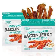 Wicked Cutz Traditional Breakfast Style Bacon Jerky 14g Protein Per Bag Tende...