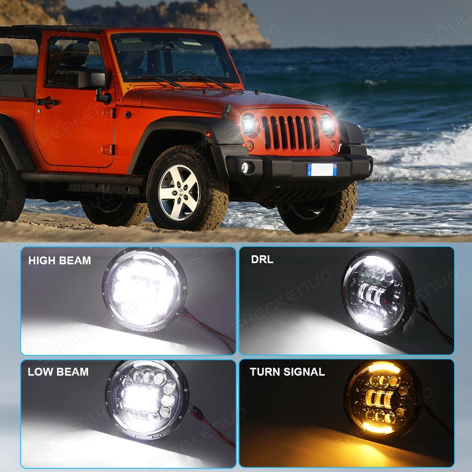 Combo de faros antiniebla LED de 7 pulgadas para Jeep Liberty 2003-2007 Foto 2 de 4