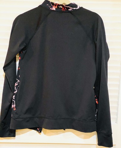 Ideology Girls Large Black Bomber Jacket Zip Athletic Pockets Abstract Design - Picture 4 of 6