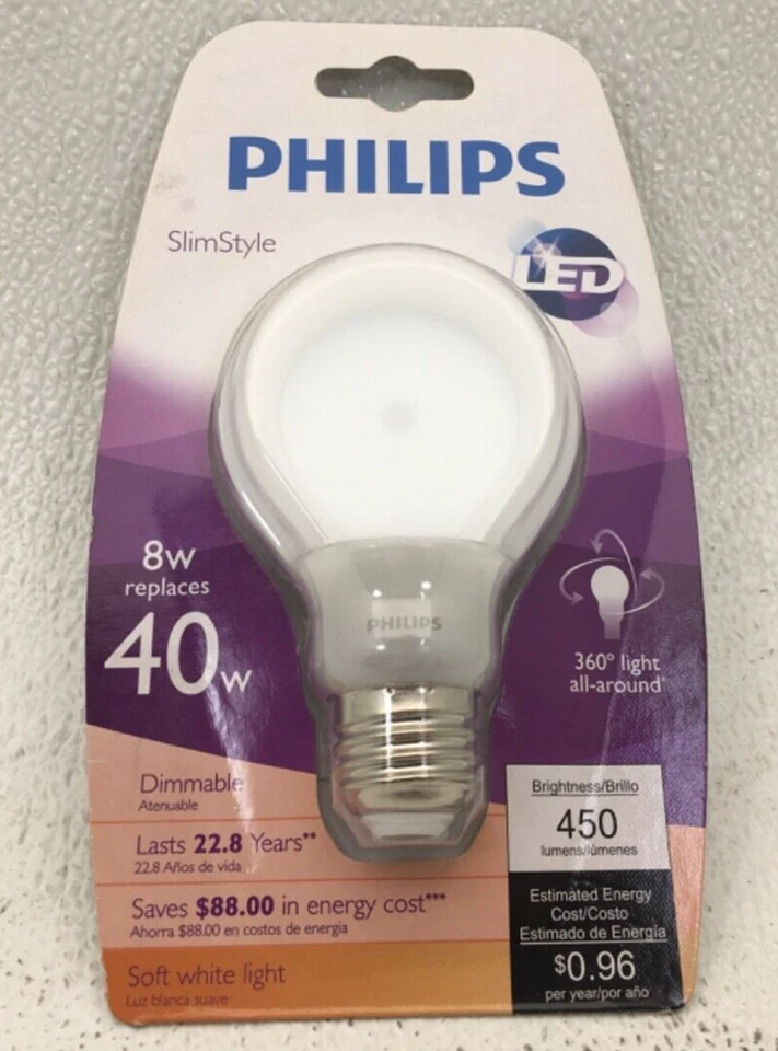 433128 PHILIPS Slim Led A19 8w (40w) 2700k 120v E26 Dim - Image 2 of 4