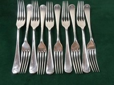 10 Nice Vintage Atkin Brothers Dinner Forks Old English pattern Silver plated