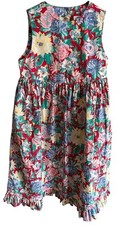 Vintage Laura Ashley Girls Red Blue Floral Sleeveless Cotton Dress 7/8 Years