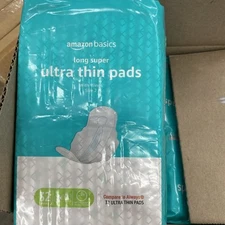2 Pack - Amazon Basics Ultra Thin Pads with Wings Long Super - 32 Ct Each