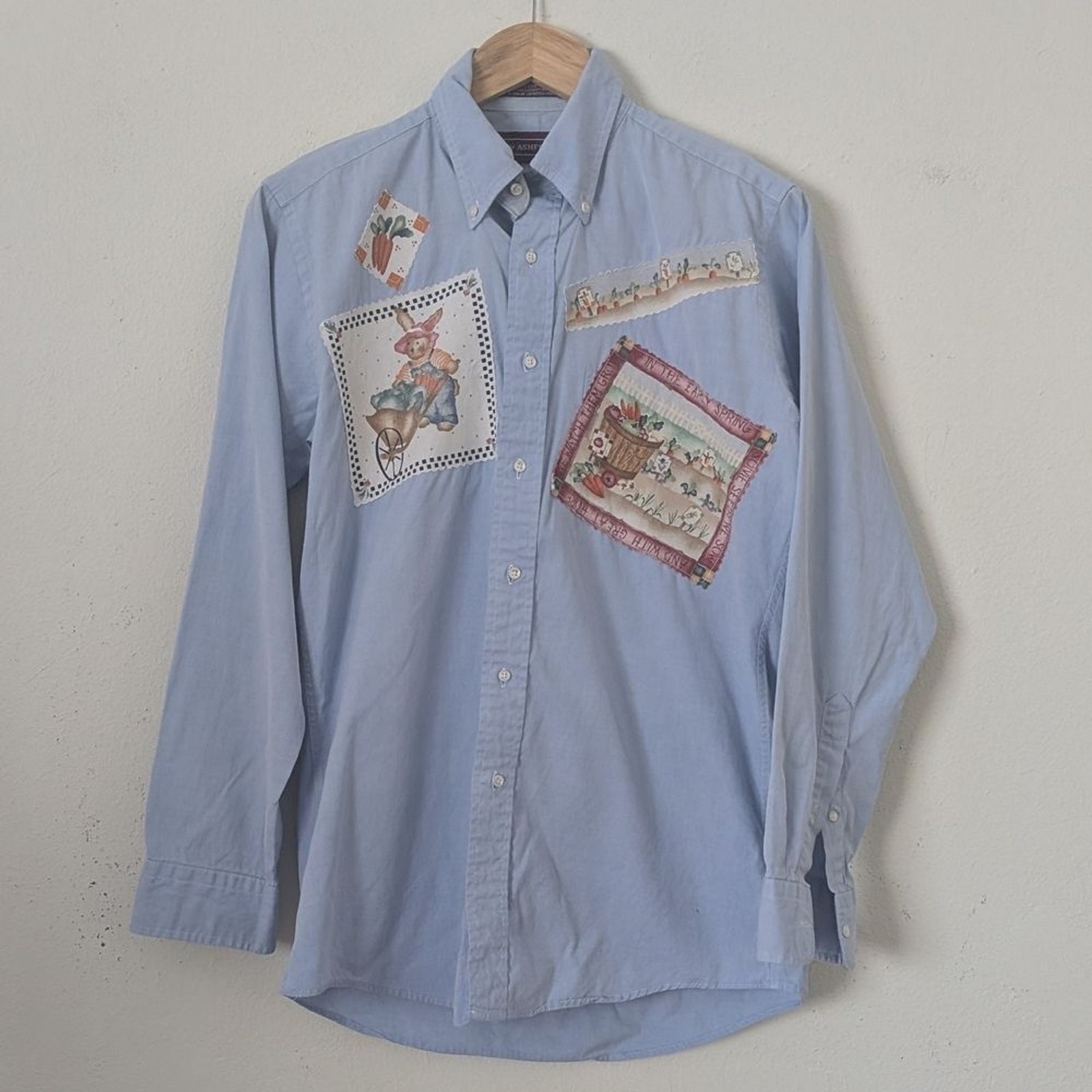 Upcycled Patchwork Easter Bunny Shirt Cotton OOAK… - image 4