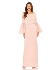 Mac Duggal Size 16 Pink 11233 Flounce Sleeve Square Neck Column Gown Dress NWT