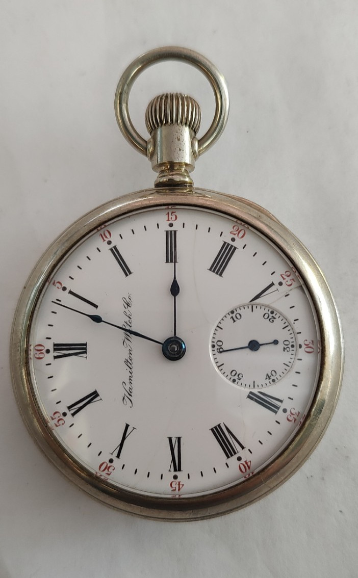 Hamilton 925 18s Vintage Hunting Pocket Watch (Salesman Case) 17J – Working