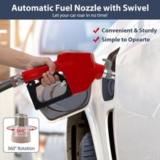 3/4" Inch Red NPT Automatic Shut-Off Fuel Nozzle,Fuel Hose Swivel,High Flow
