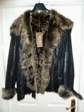 New  Black Toscana Shearling Sheepskin Jacket size M/L New with Tags £565