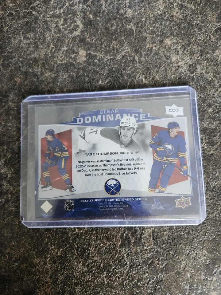 2022-23 Upper Deck Extended Series Clear Dominance Tage Thompson Card# CD3 - Image 2 of 2