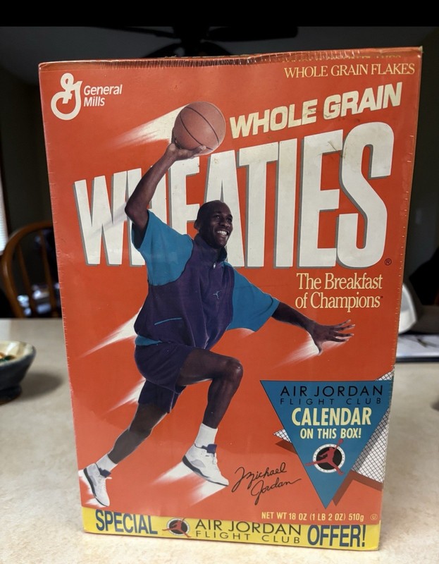 Vintage 1991 Michael Jordan, Wheaties box sealed Air Jordan fight club calendar 