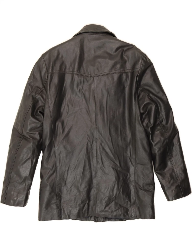 TERRANOVA Hombres Chaqueta de Cuero Reino Unido 38 Mediana Cuero Negro AL10 Foto 2 de 3