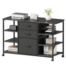 Mobile File Cabinet,Lateral Filing Cabinet with 3 Fabric Drawers,Rolling Prin...