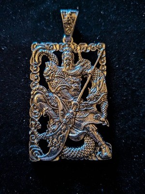 Guan Gong Dragon Auspicious Clouds Wealth, Pendant, Amulet, Luck