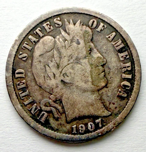 1907 Barber 10c 90% SILVER ~ Fine ? ~ Nice ~ G54