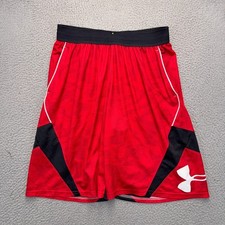 Under Armour Basketball Shorts Mens Large Red Black Mesh Pockets Athletic Gym