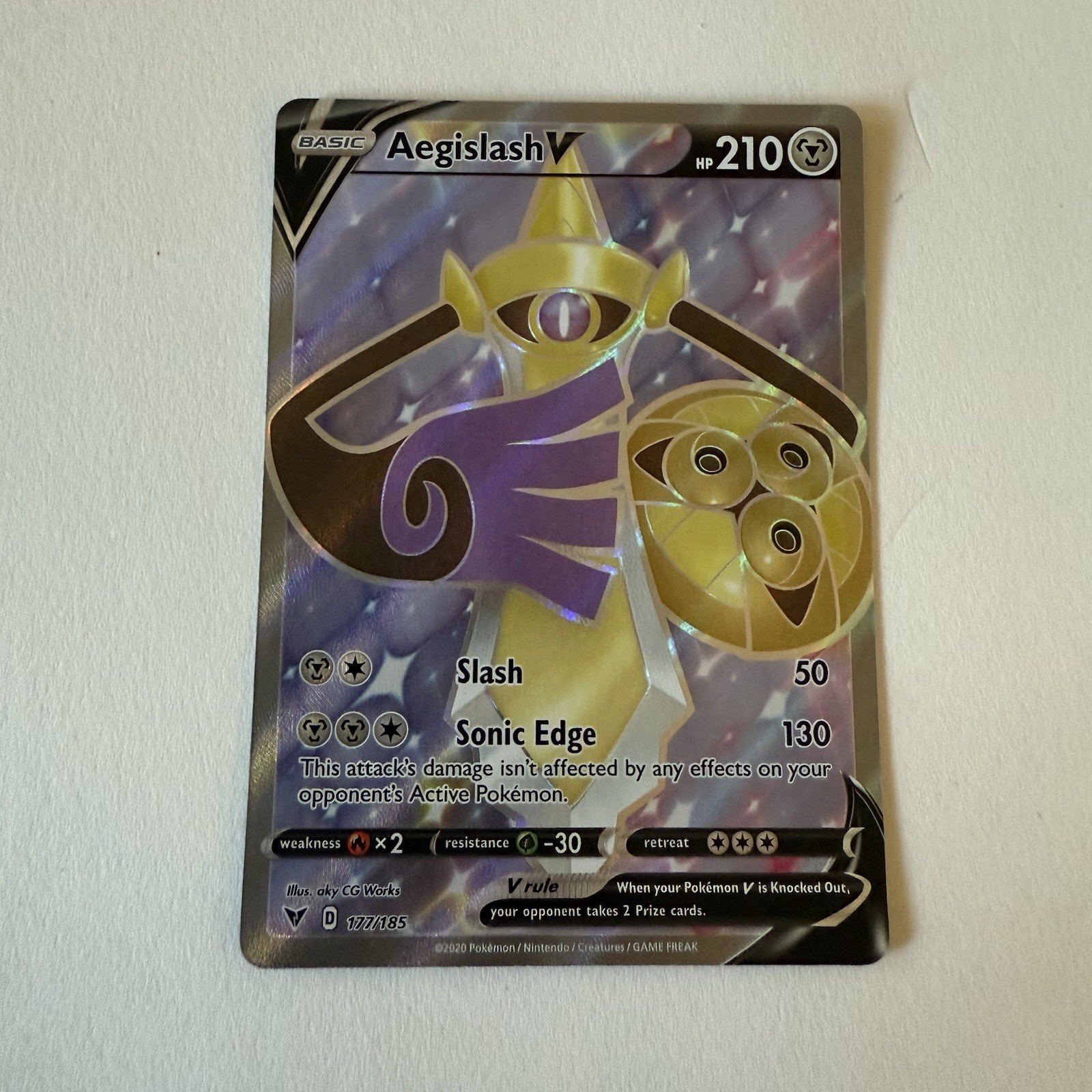 Aegislash V (Full Art) 177/185 Swsh04: Vivid Voltage Holo Pokémon TCG NM 2020