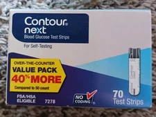 Contour Next Blood Glucose Test Strips 70ct BOX EXP 02/27 FREE SHIPPING 