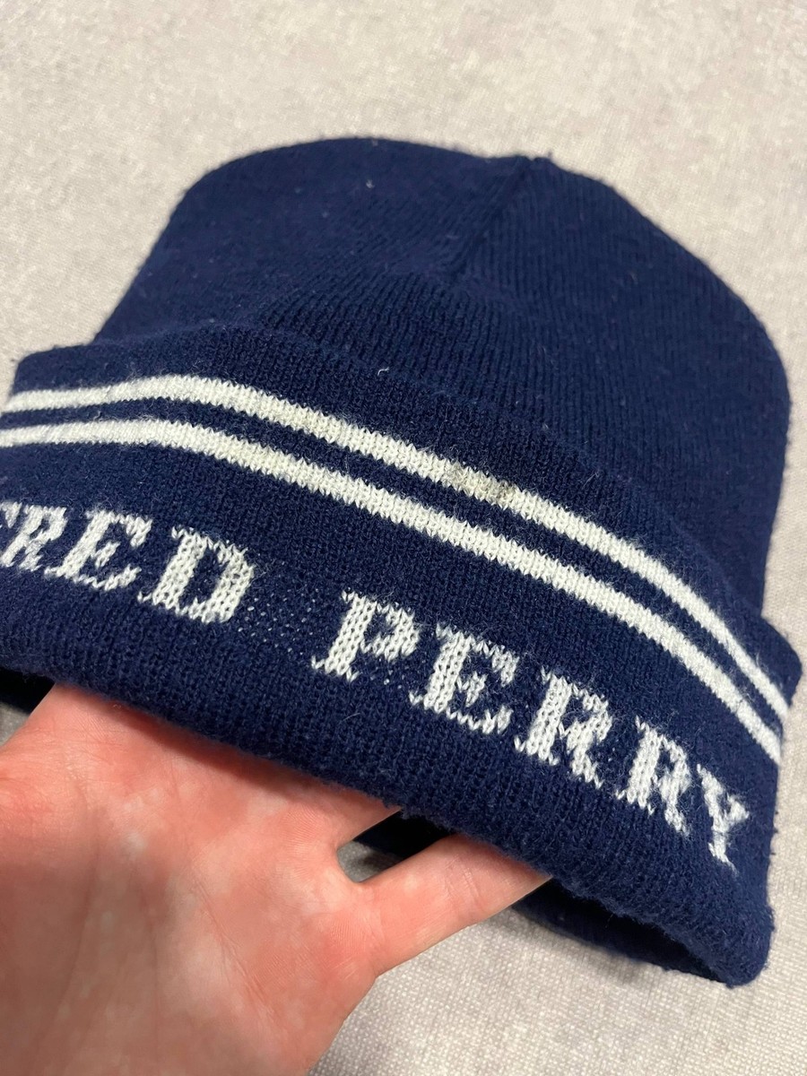 Vintage Fred Perry Men`s Hats Beanie Blue Logo One Size View 2